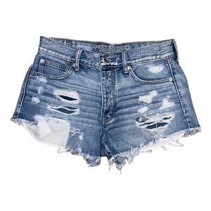 American Eagle Distressed Womens Shorts 6 Vtg Hi Rise Festival Bootie Button Fly